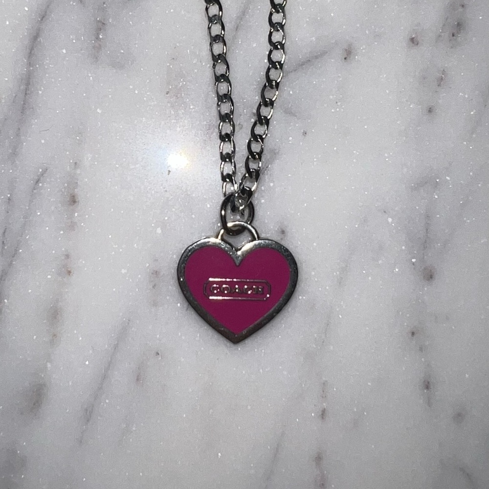 Coach Silver and Pink Heart Necklace - Picture 6 of 6
